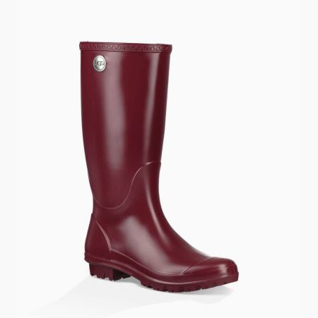 UGG Shelby Matte Dark Red Rain Boots for Women (LXBM10693)